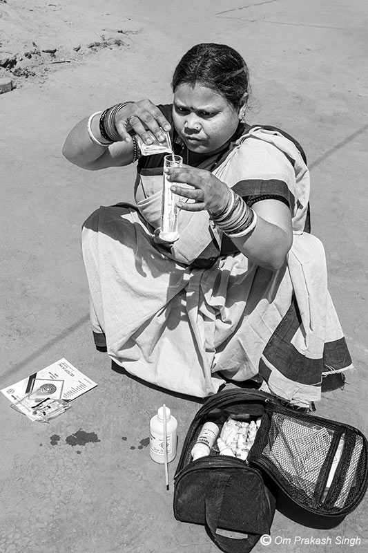An untrained Jal Sahiya who fails to contribute to water quality monitoring under Jal Jeevan Mission in Seraikela-Kharsawan district, Jharkhand, India
